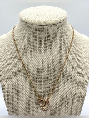 Gold Rhinestone Circle Charm Gold Chain Necklace 90s Minimalism Summer Classic